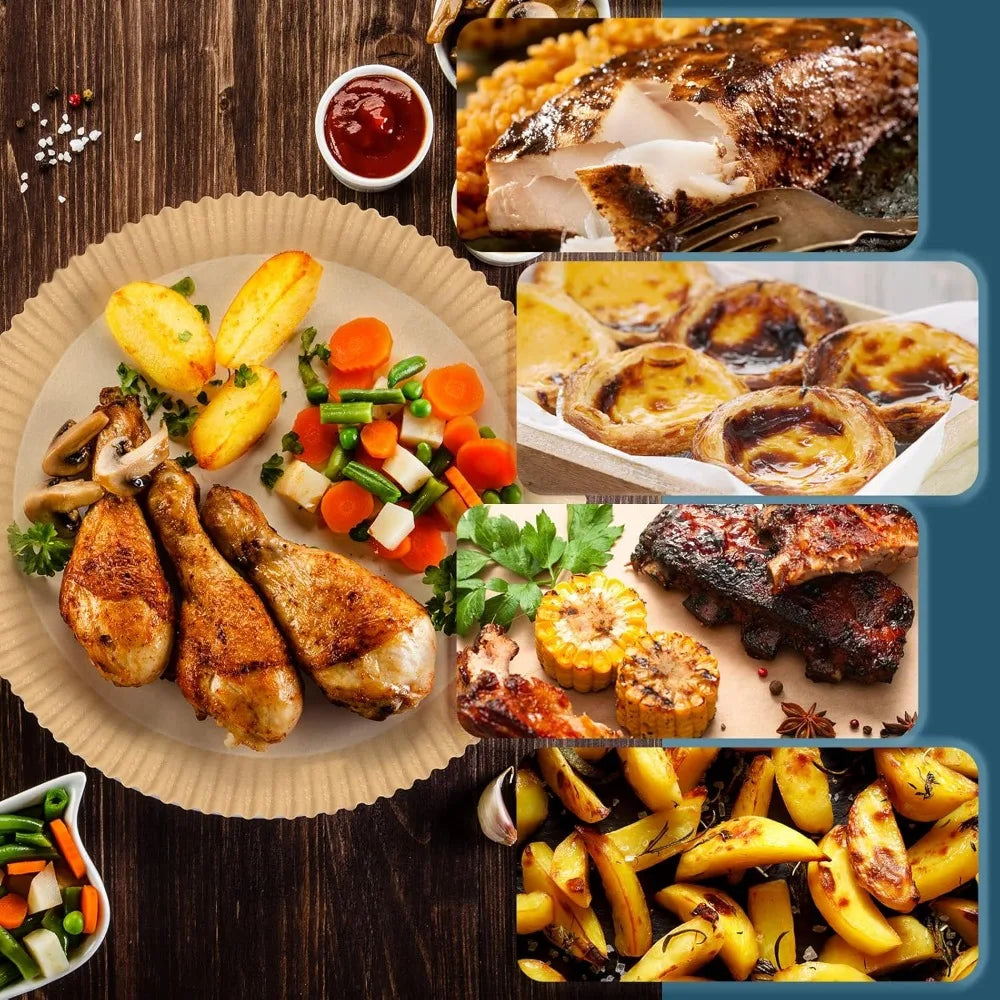 Disposable non-stick air fryer baking paper.