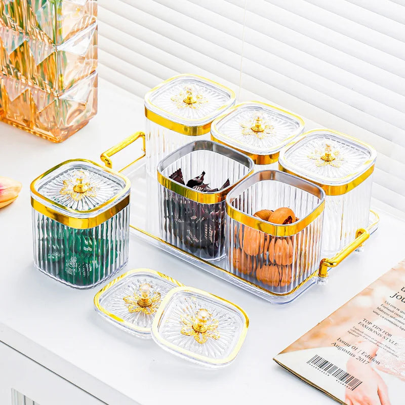 Gold-Plated Transparent Spice Jar Set
