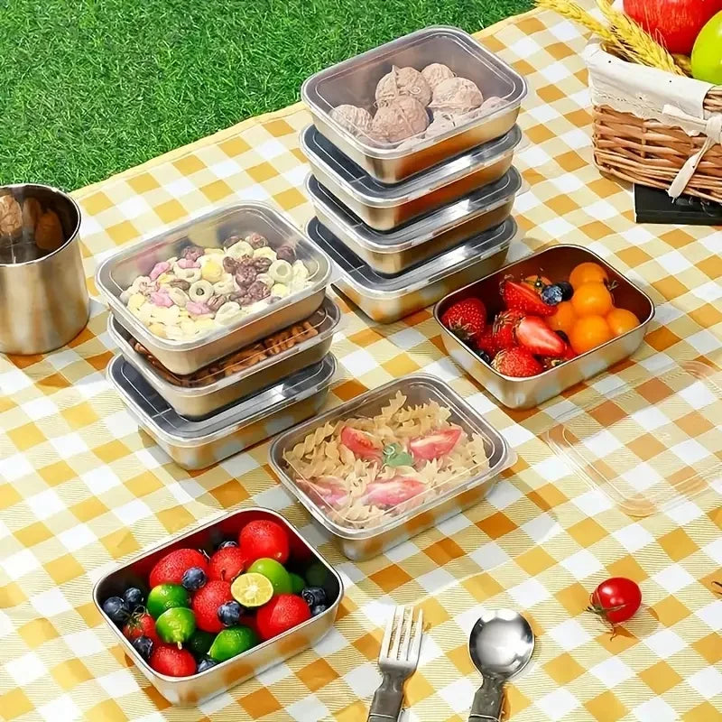 5pcs Stainless Steel Storage BoxeS,Durable, stackable, perfect for meal prep & travel