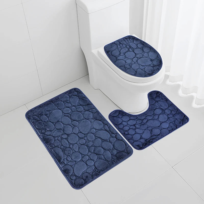 3-piece non-slip bathroom floor mat set.