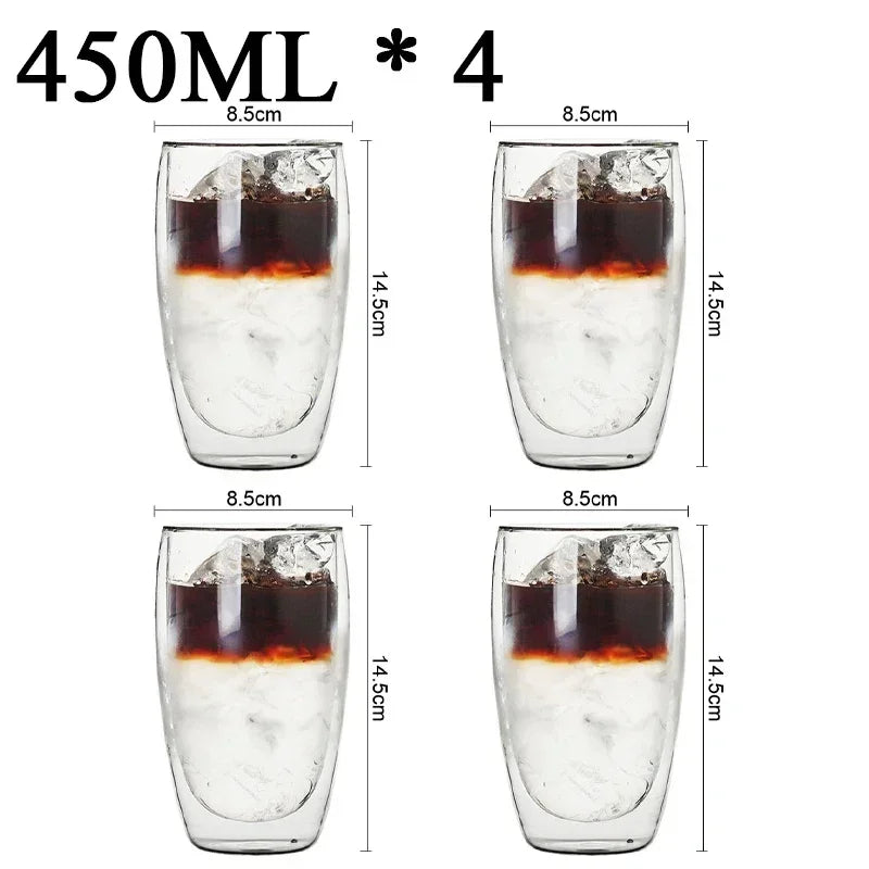 Double-wall glass mugs – heat-resistant. ☕