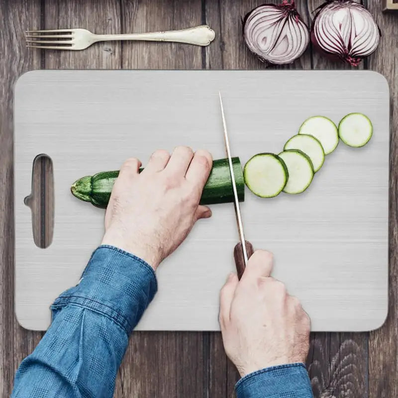 Titanium Stainless Steel Cutting Board – Double-Sided, Food Grade, Thickened