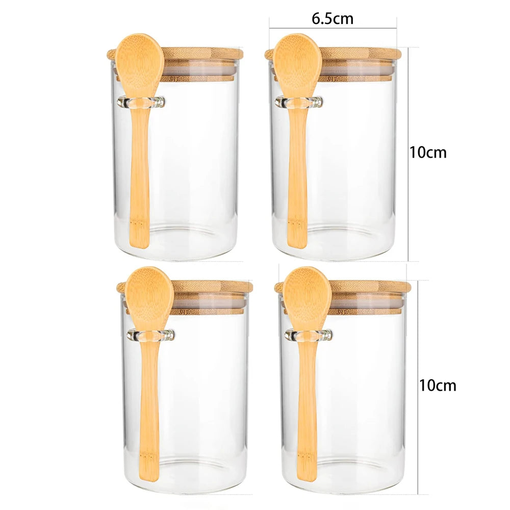 280ml Glass Jar with Bamboo Lid & Spoon – Airtight Food Storage Container