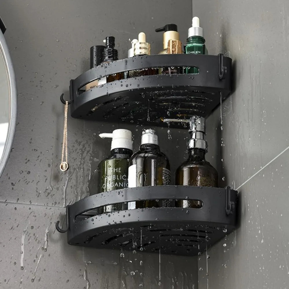 No-drill wall shower shelf.