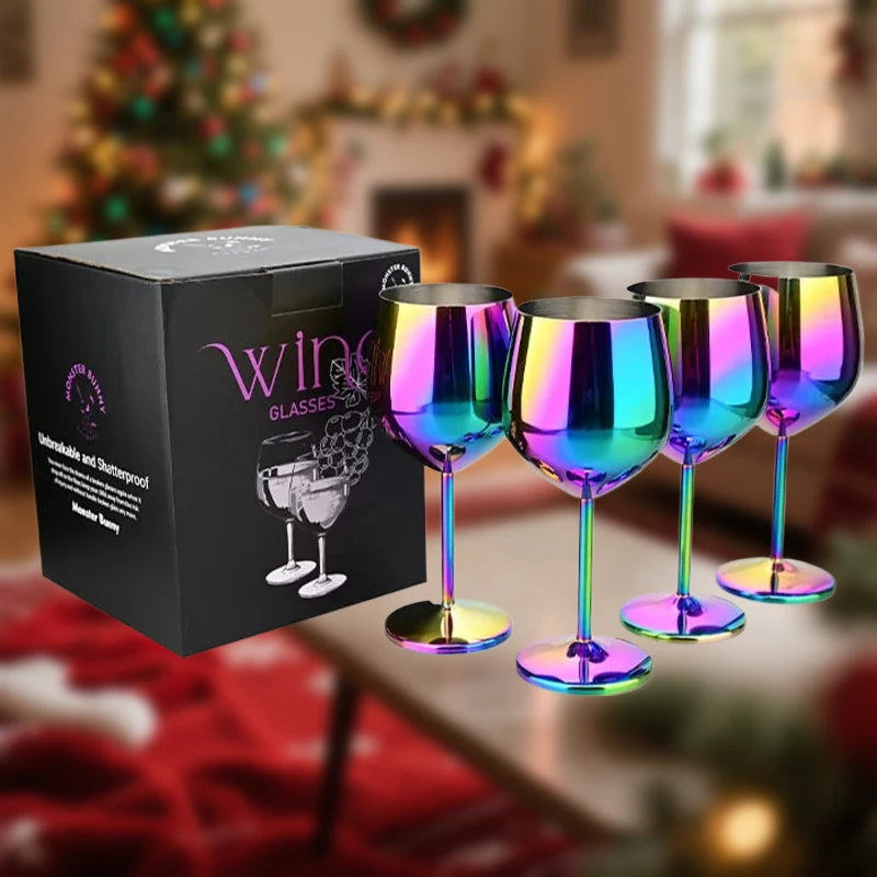 Rainbow stainless steel wine glass. 🥂