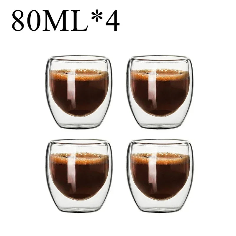 Double-wall glass mugs – heat-resistant. ☕