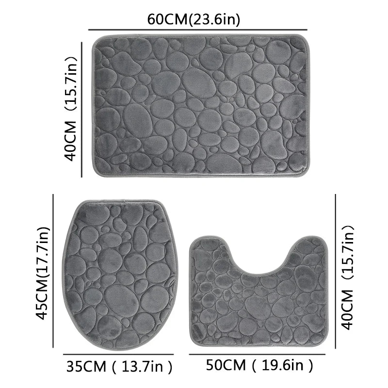 3-piece non-slip bathroom floor mat set.