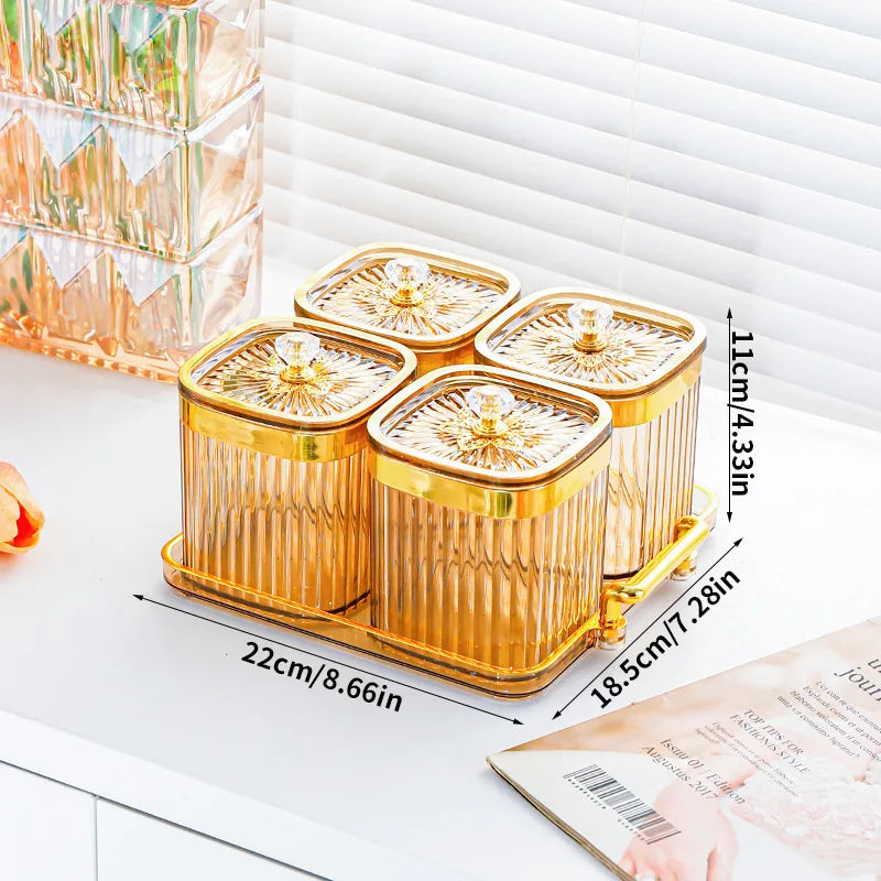 Gold-Plated Transparent Spice Jar Set
