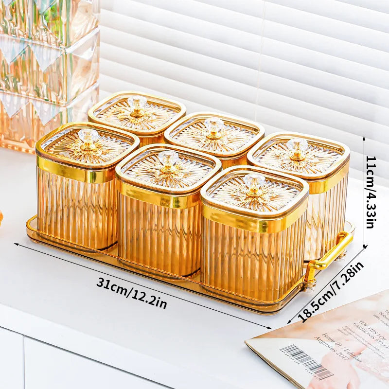 Gold-Plated Transparent Spice Jar Set