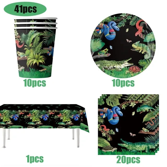 Reptile Party Supplies – Lizard & Snake Theme Tableware Set