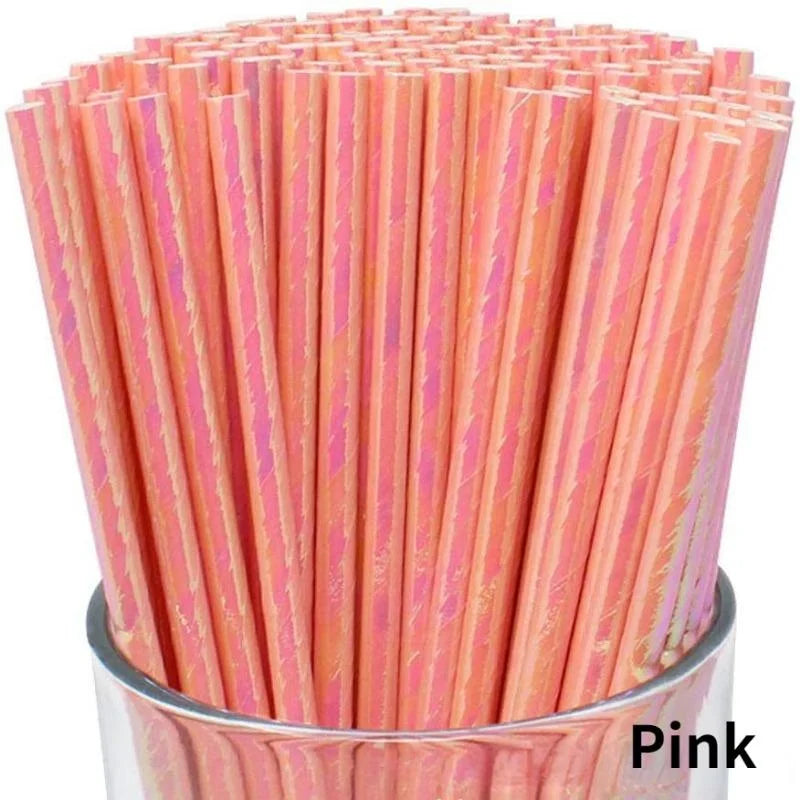25pcs Biodegradable Party Paper Straws