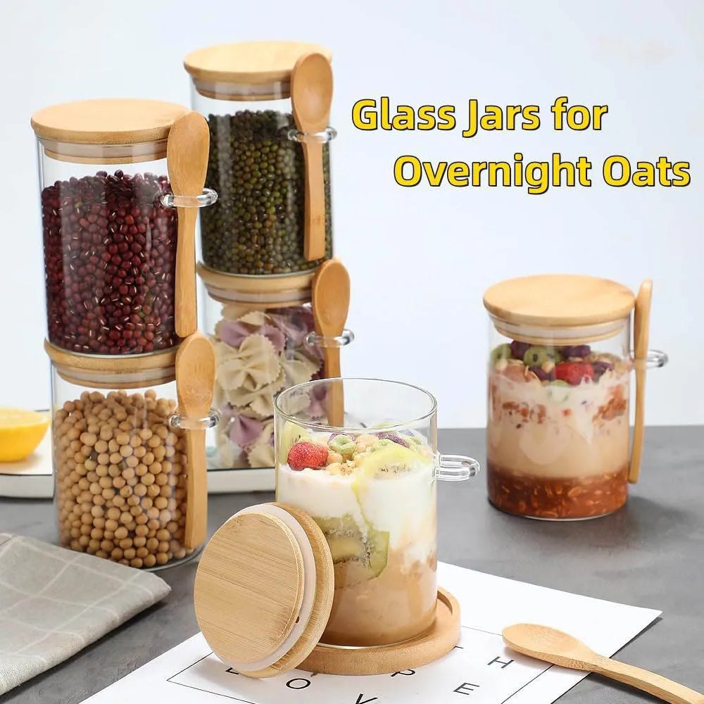 280ml Glass Jar with Bamboo Lid & Spoon – Airtight Food Storage Container