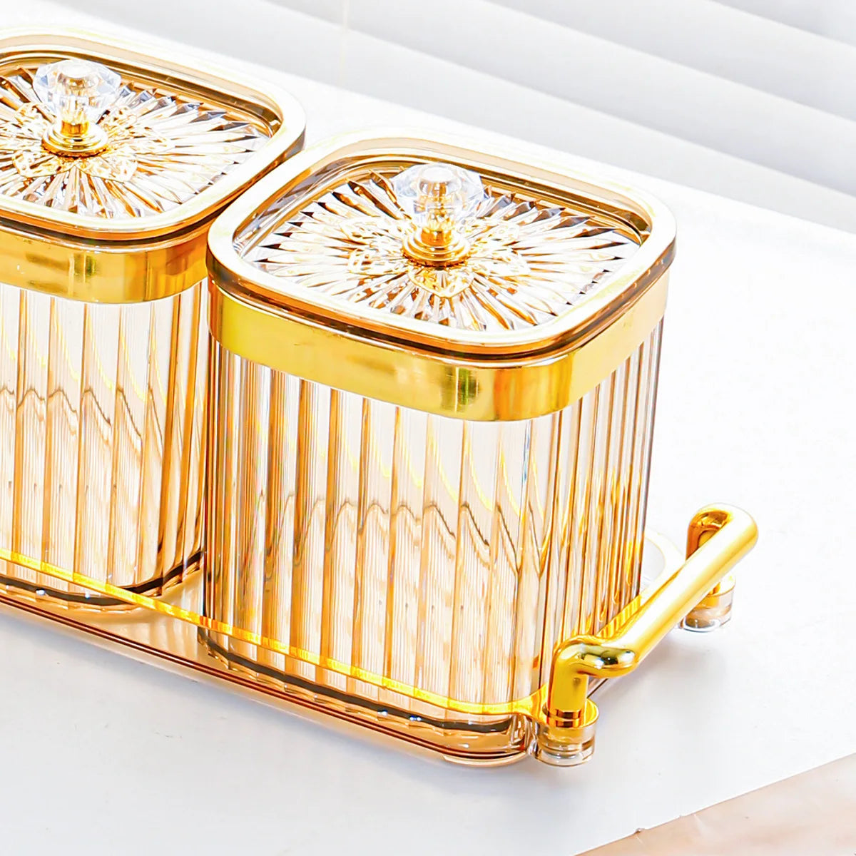 Gold-Plated Transparent Spice Jar Set