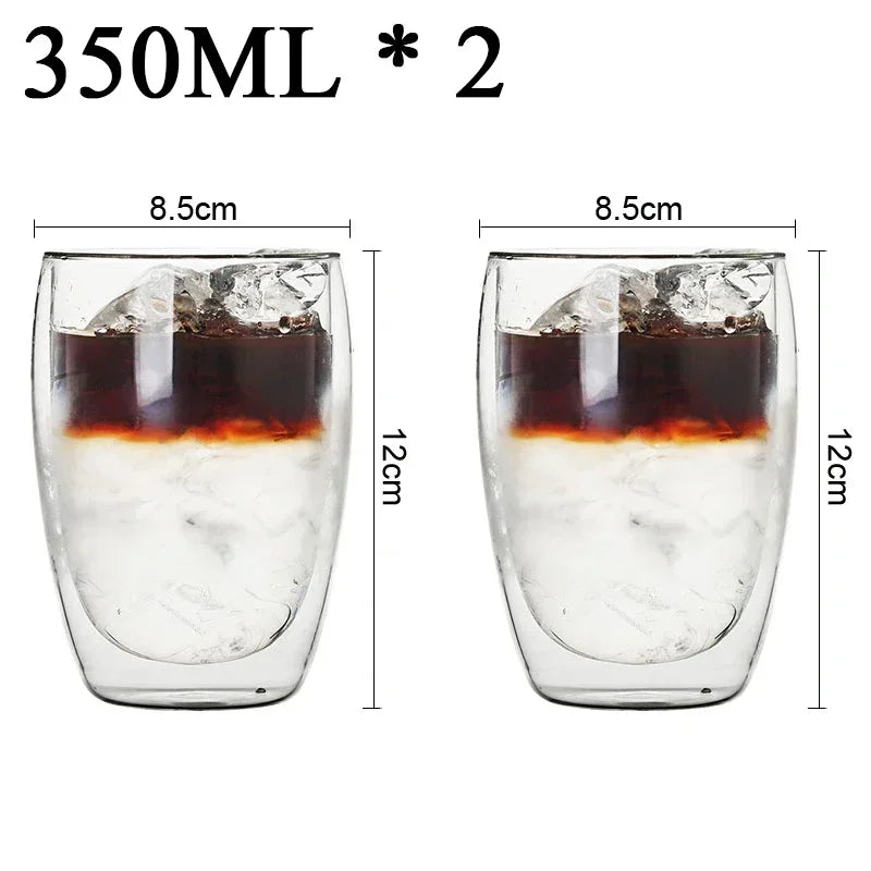 Double-wall glass mugs – heat-resistant. ☕