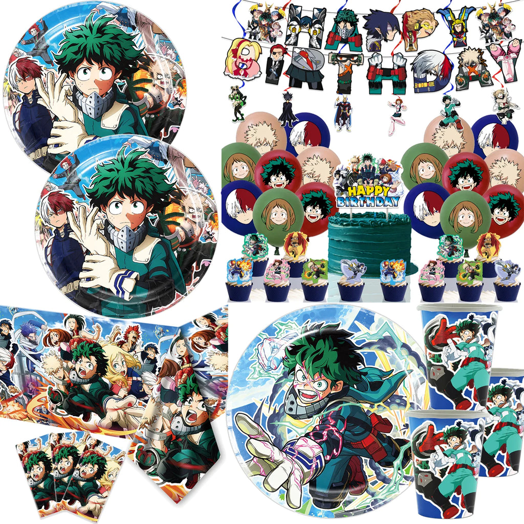 My Hero Academia Birthday Party Kit – Cake Topper & Tableware
