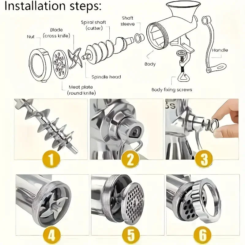 Manual Meat Grinder — Heavy-Duty Kitchen Mincer for Sausage, Pasta, and Vegetables.