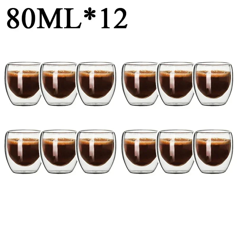 Double-wall glass mugs – heat-resistant. ☕