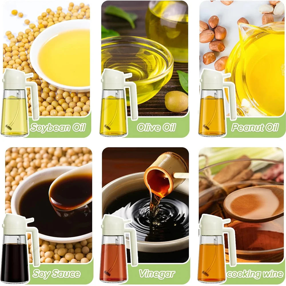 Bouteille huile 2-en-1, vaporise et verse.