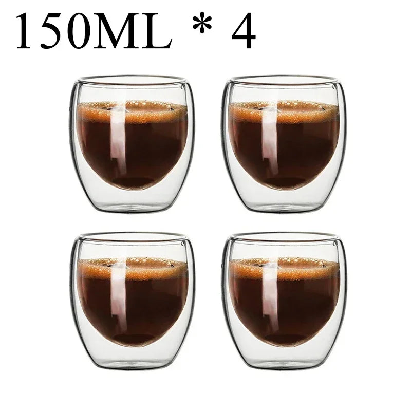 Double-wall glass mugs – heat-resistant. ☕