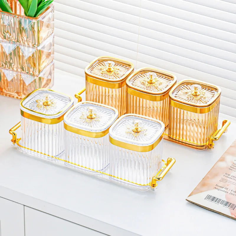 Gold-Plated Transparent Spice Jar Set