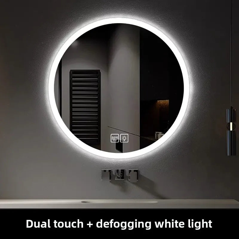 19.5-Inch LED Bathroom Mirror — Smart Round Vanity Mirror with Light & Anti-Fog Function.