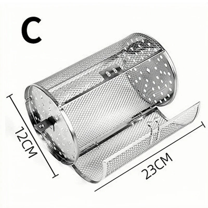 Stainless Steel Rotisserie Basket – Rotary Grill Drum for Nuts, Coffee Beans, BBQ