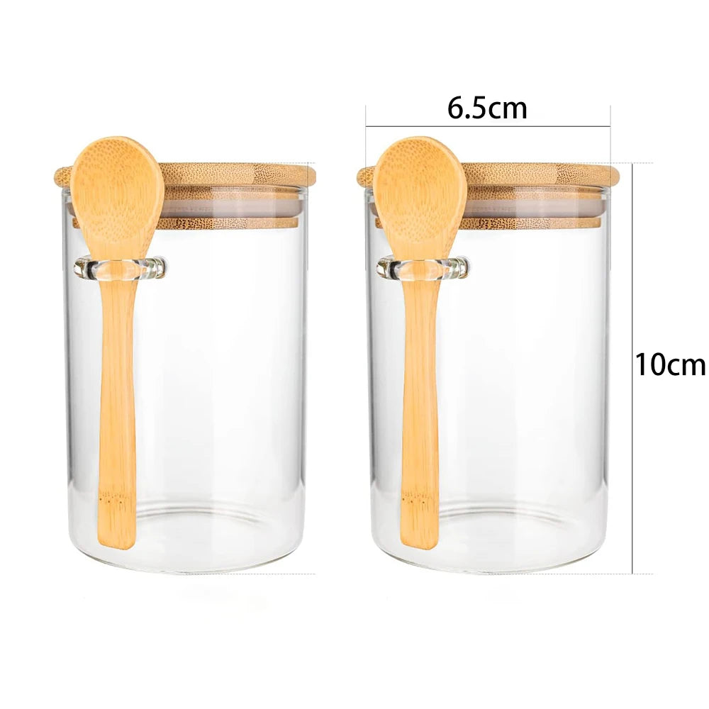 280ml Glass Jar with Bamboo Lid & Spoon – Airtight Food Storage Container