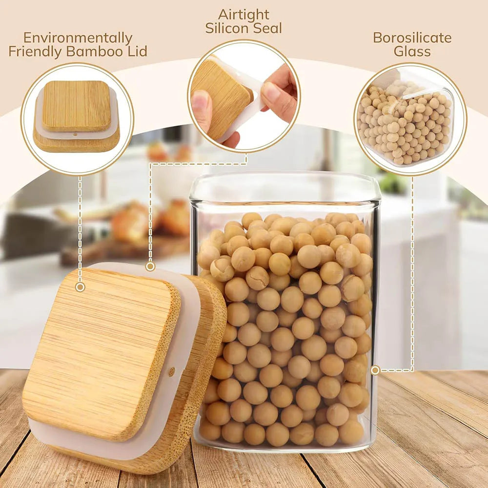 9oz Glass Spice Jars with Bamboo Lids