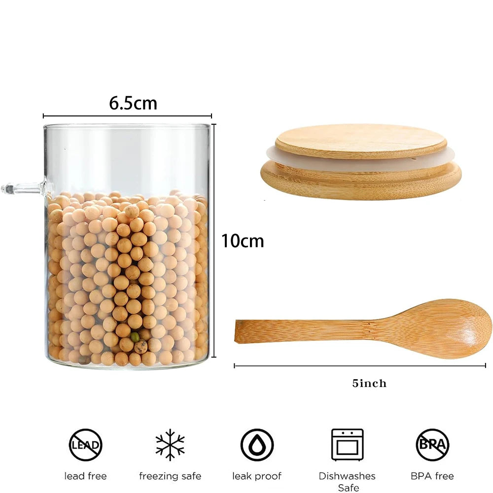 280ml Glass Jar with Bamboo Lid & Spoon – Airtight Food Storage Container
