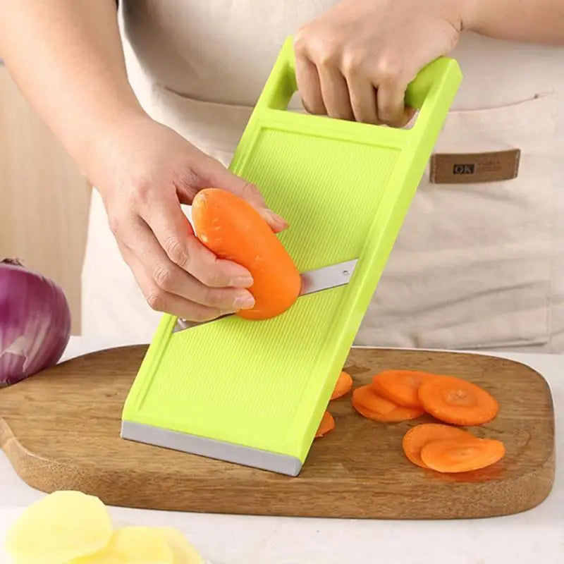 Multifunctional vegetable cutter and slicer.