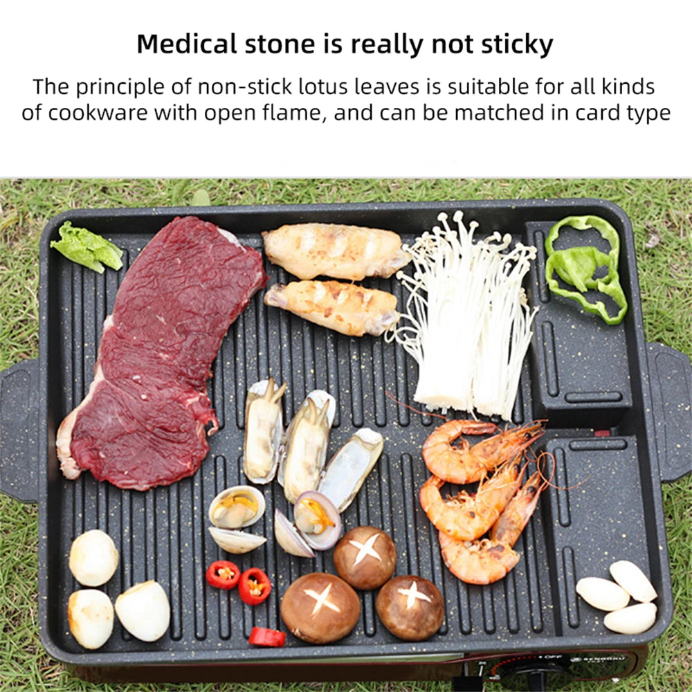 Korean BBQ Grill Pan – Non-Stick, Portable, Multifunction