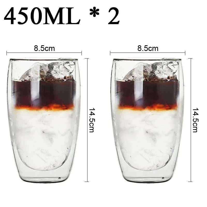 Double-wall glass mugs – heat-resistant. ☕