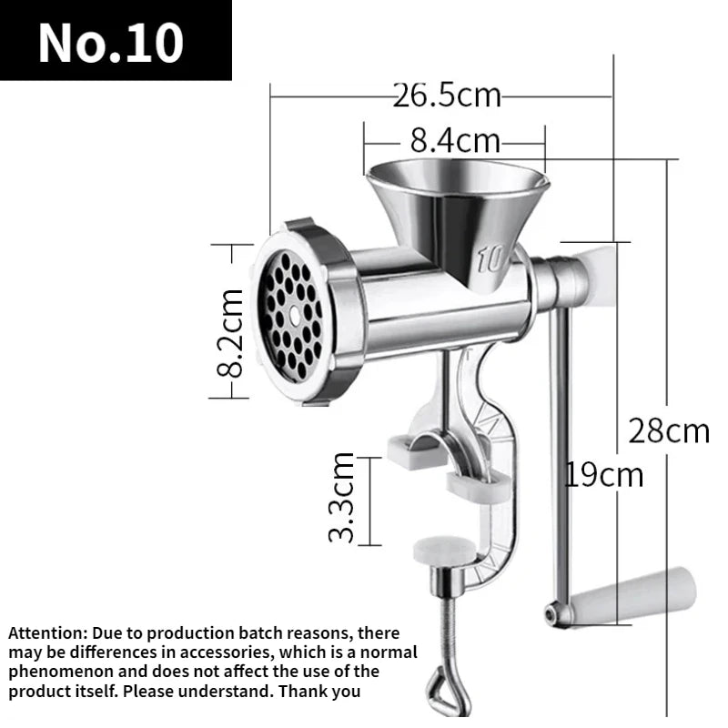 Manual Meat Grinder — Heavy-Duty Kitchen Mincer for Sausage, Pasta, and Vegetables.