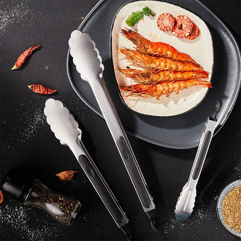 Stainless Steel BBQ Tongs – 7–16 Inch, Cooking & Grilling Tools