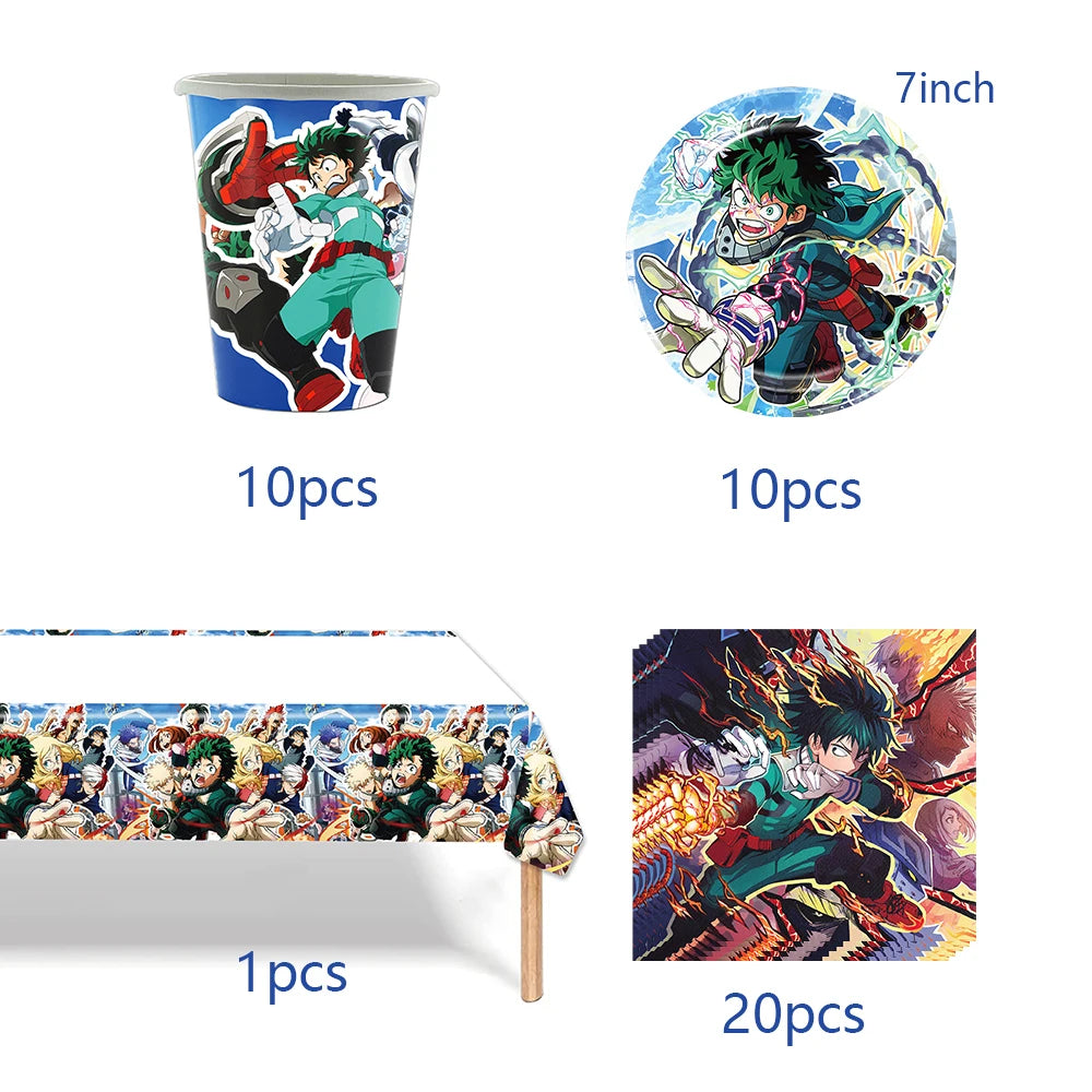 My Hero Academia Birthday Party Kit – Cake Topper & Tableware