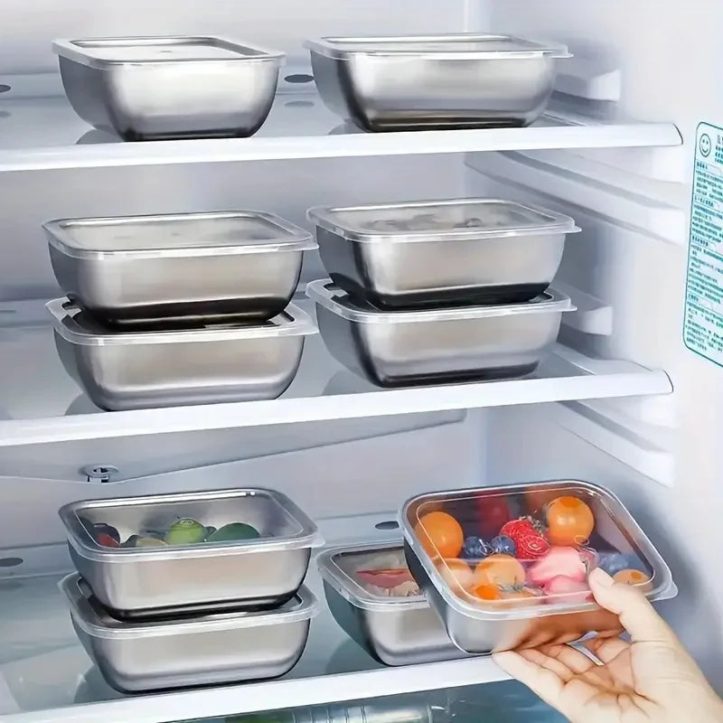 5pcs Stainless Steel Storage BoxeS,Durable, stackable, perfect for meal prep & travel