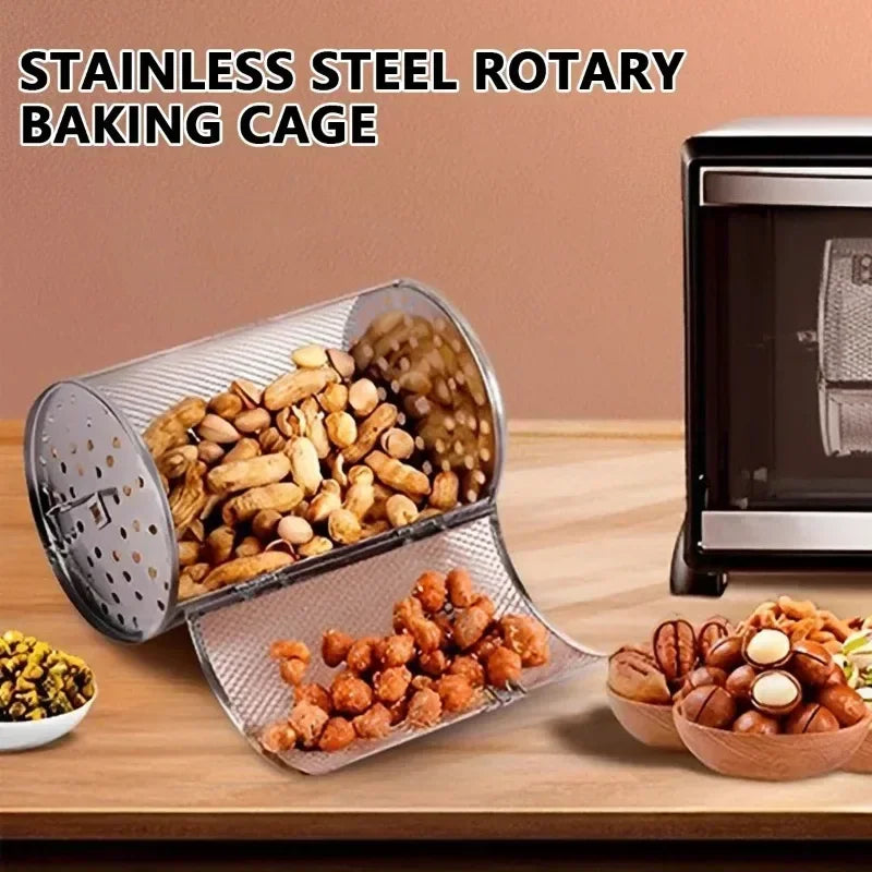 Stainless Steel Rotisserie Basket – Rotary Grill Drum for Nuts, Coffee Beans, BBQ