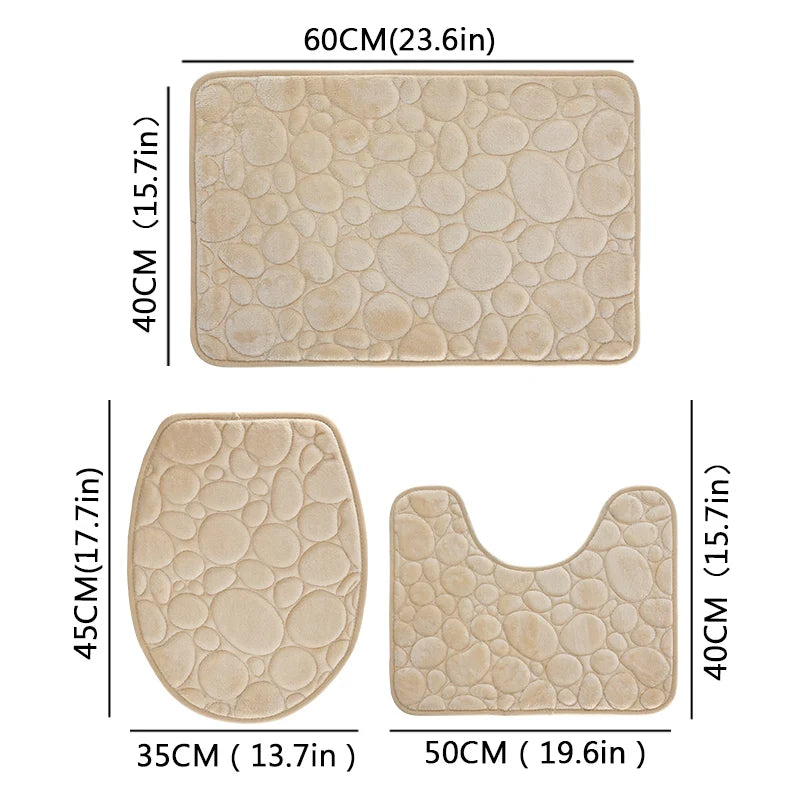 3-piece non-slip bathroom floor mat set.