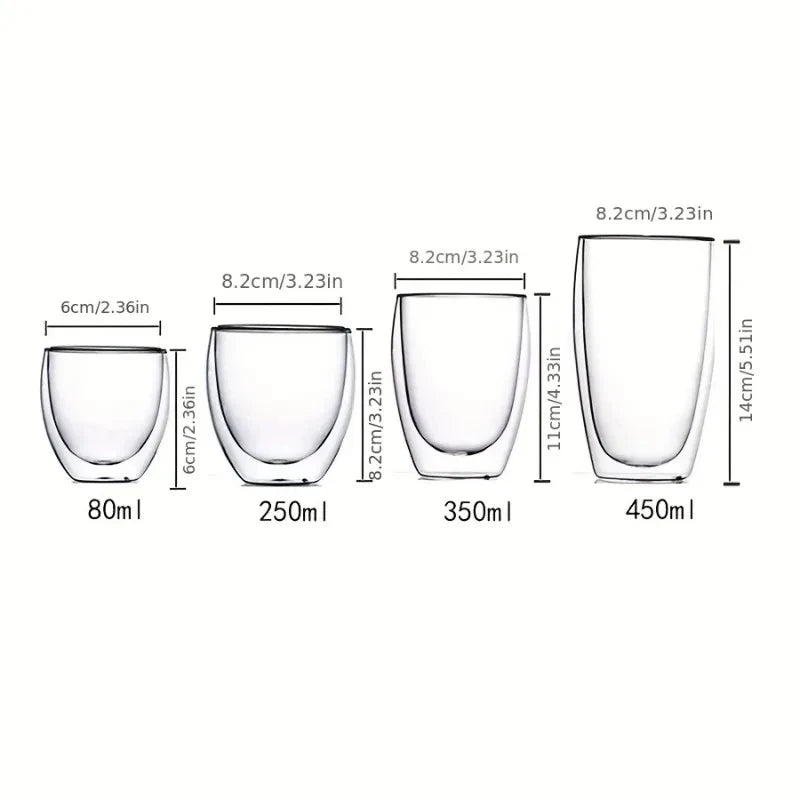 Double-wall glass cups – for coffee or tea. ☕