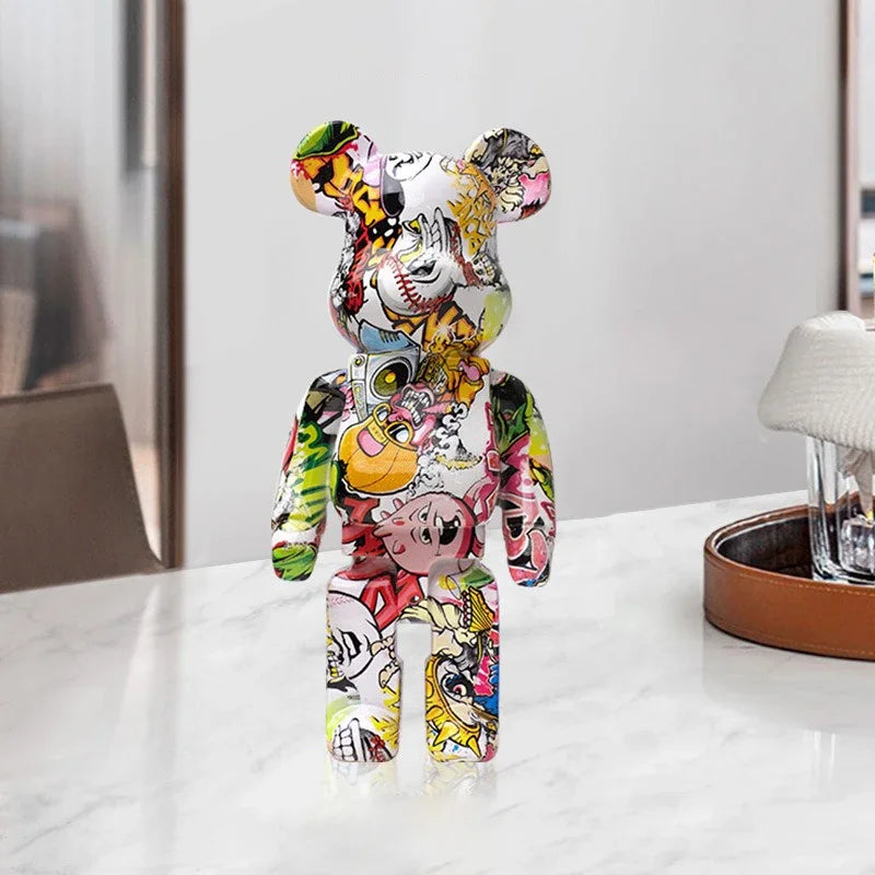 27cm Graffiti Bear Figurine Home Decor