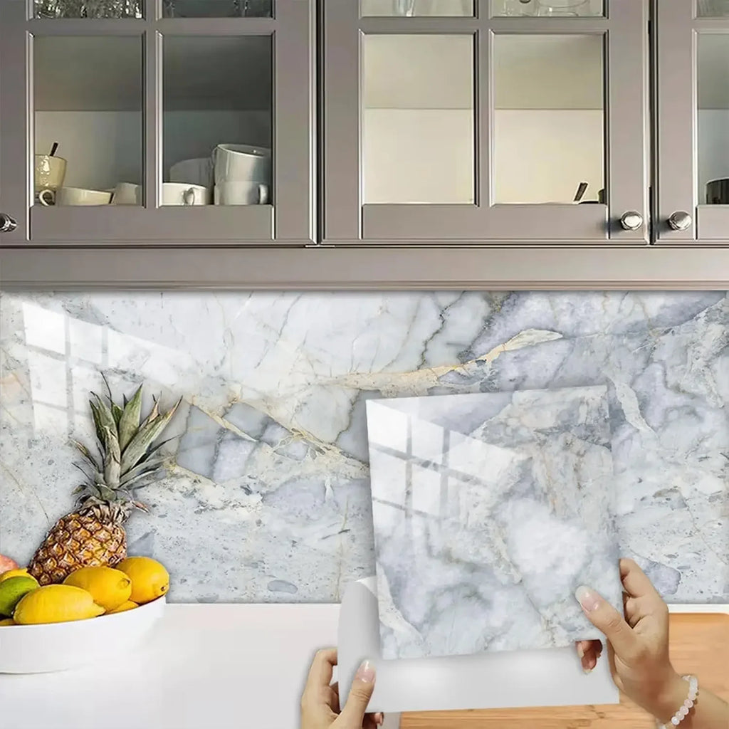 Marble Wall & Floor Stickers – Self-Adhesive, Kitchen & Toilet