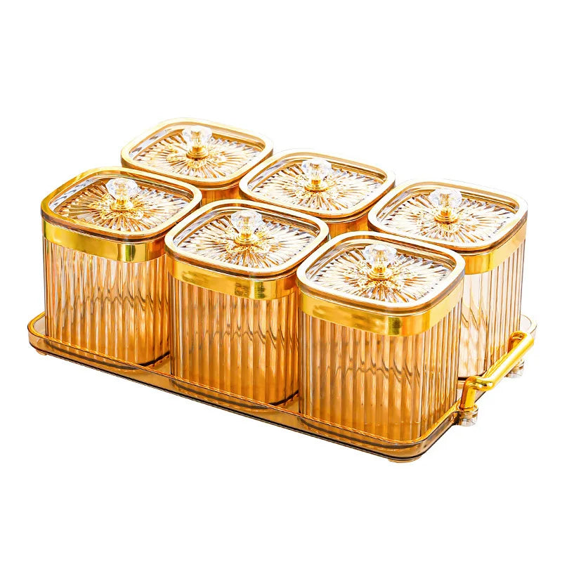 Gold-Plated Transparent Spice Jar Set