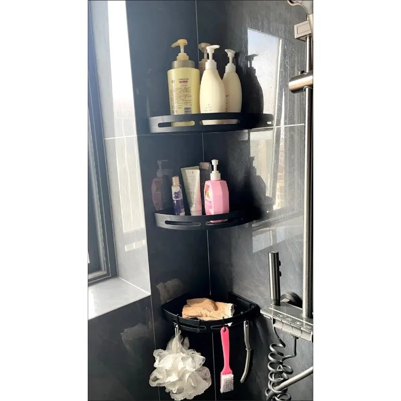 No-drill wall shower shelf.