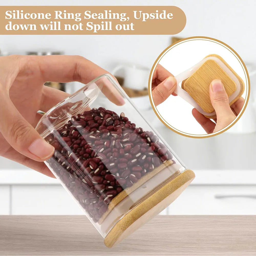 9oz Glass Spice Jars with Bamboo Lids