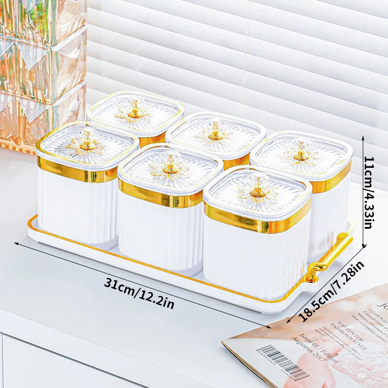 Gold-Plated Transparent Spice Jar Set