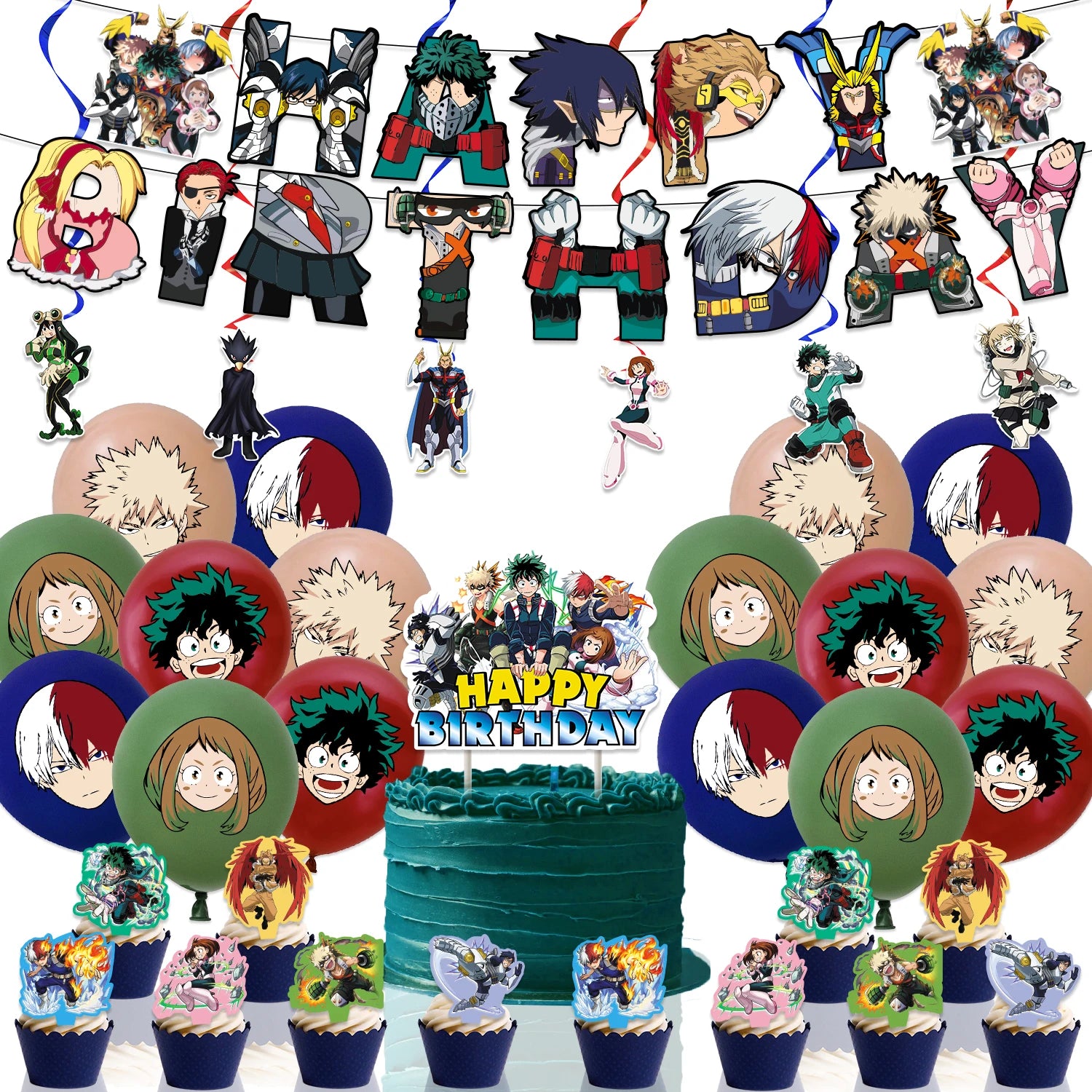 My Hero Academia Birthday Party Kit – Cake Topper & Tableware