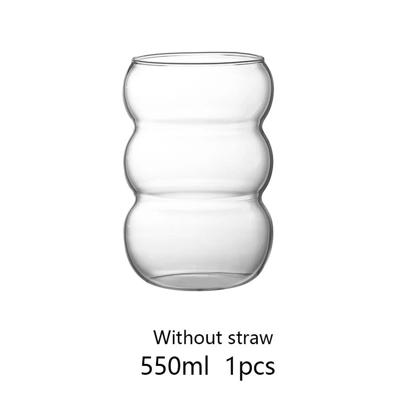 Glass Cup – 350/550 ml, With Straw