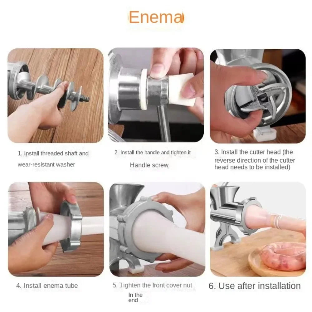 Manual Meat Grinder — Heavy-Duty Kitchen Mincer for Sausage, Pasta, and Vegetables.