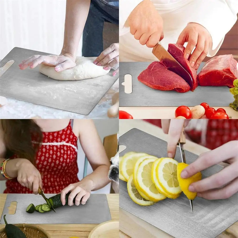 Titanium Stainless Steel Cutting Board – Double-Sided, Food Grade, Thickened