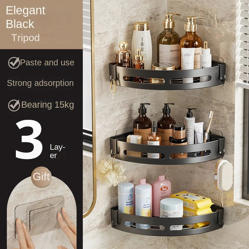 No-drill wall shower shelf.